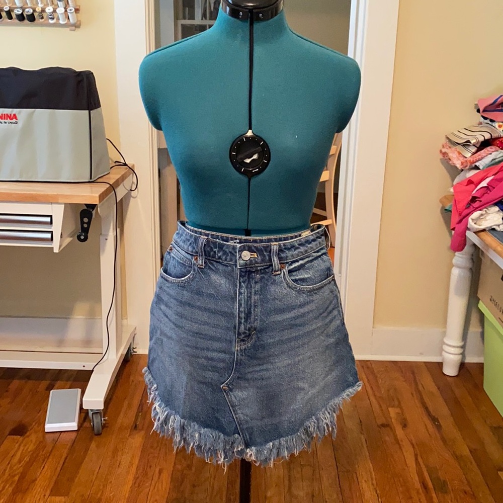 We the Free Fringe Jean Mini Skirt - Size 28 (like a size 6)